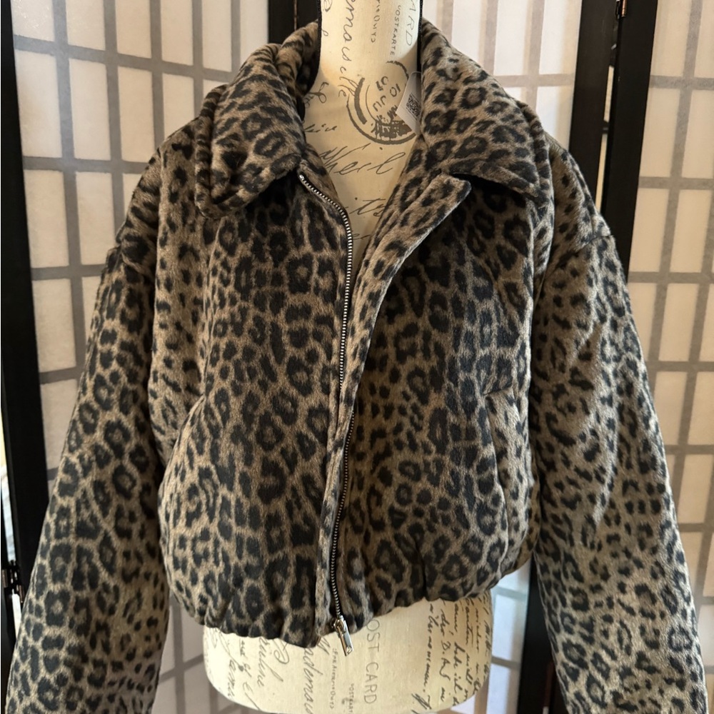 Forever 21 Brown and Black Teddy Jacket Faux Fur Collared